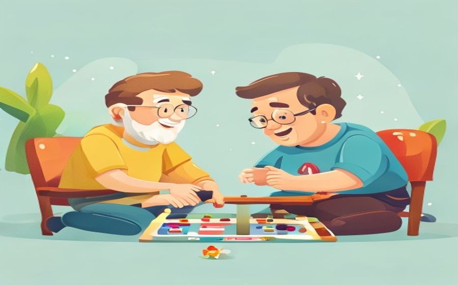 祖孙共玩卡通游戏